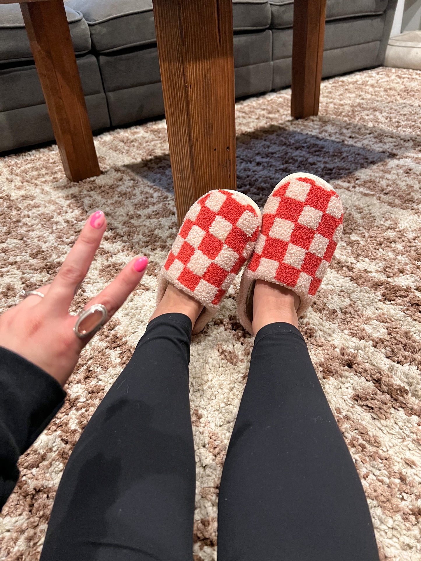Pink Checkered Slippers