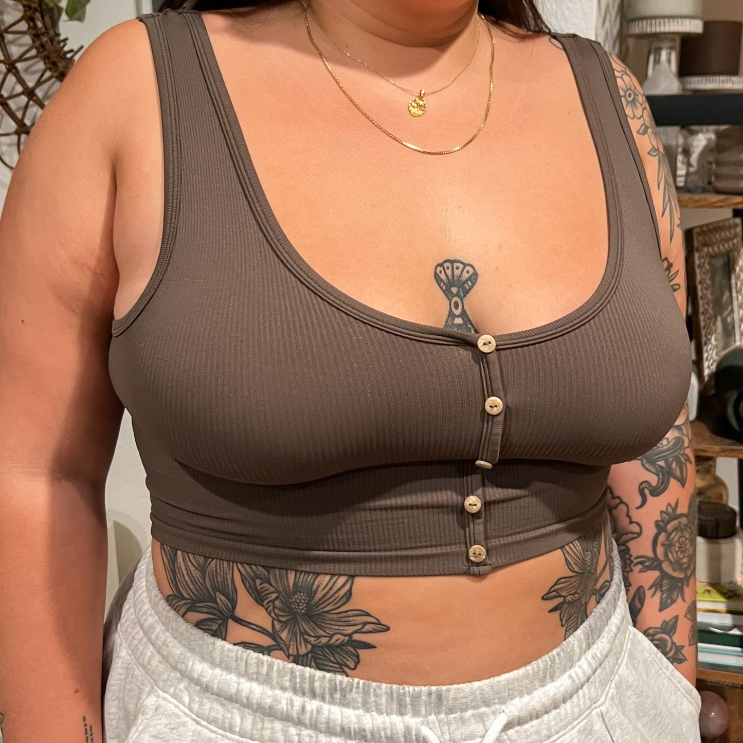 Button Down Seamless Tank Top
