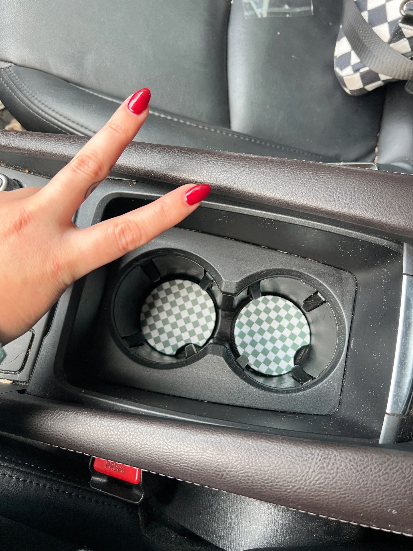 Checkered Print Car Coasters