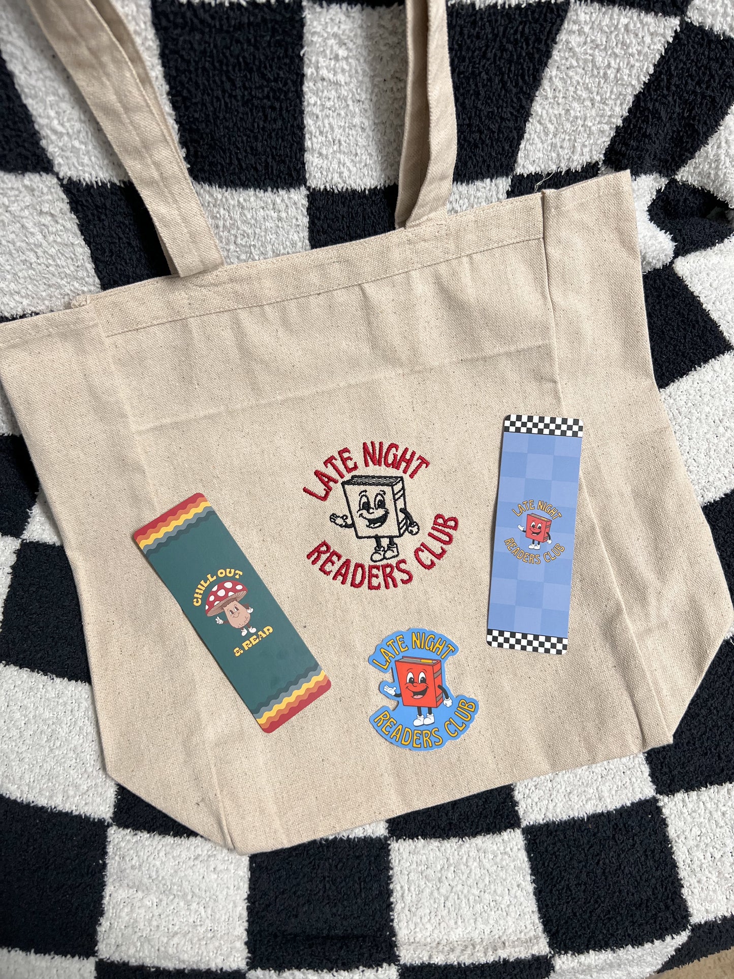 Late Night Readers Club Embroidered Tote