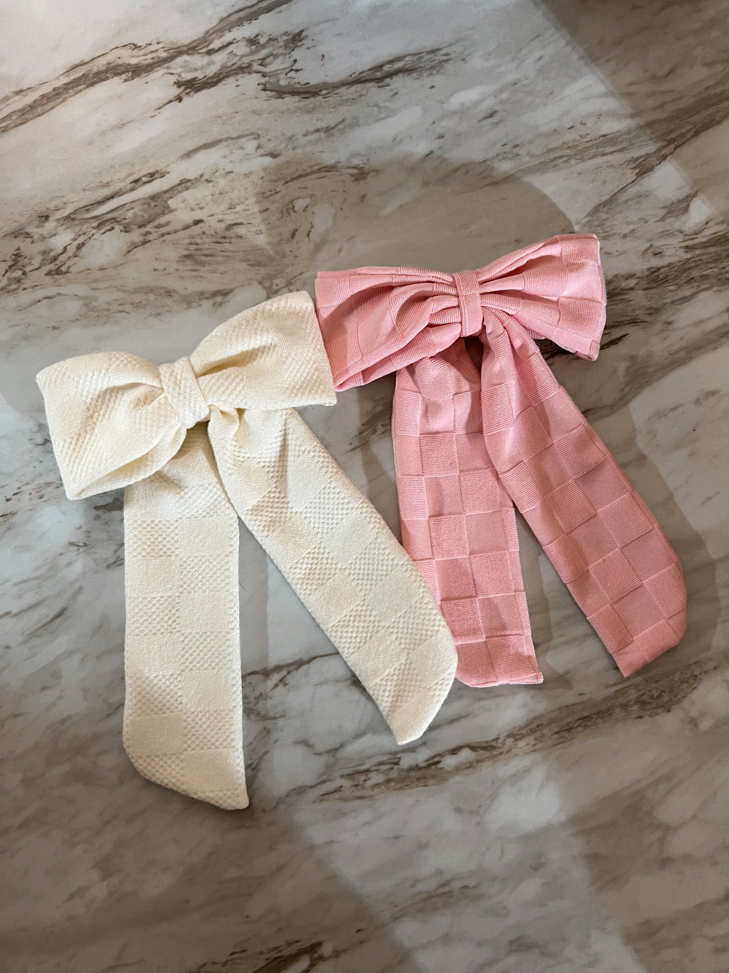 Monochrome Checkered Hair Bows