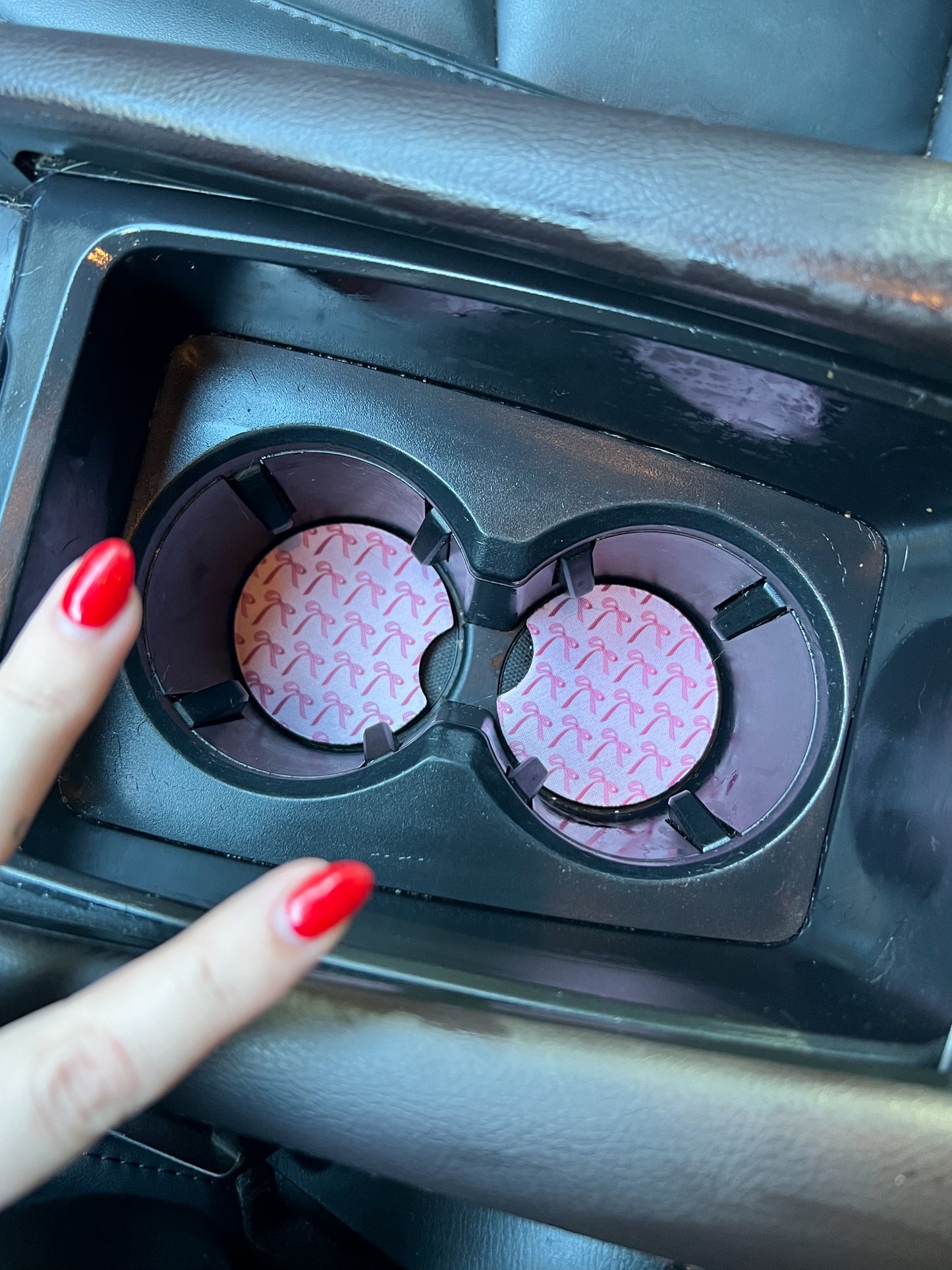 Pink Bow Car Coasters