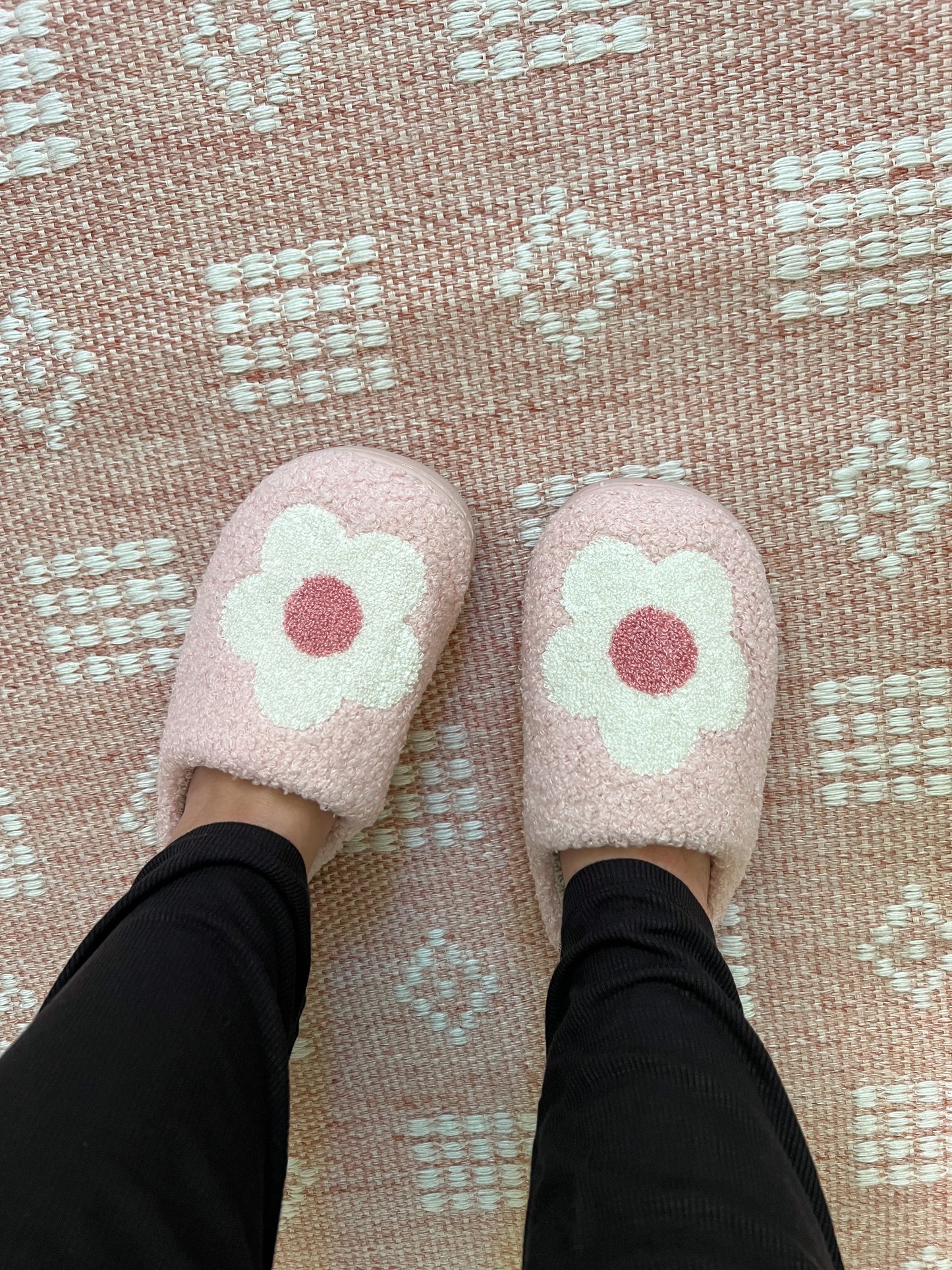 Pink Retro Flower Slippers