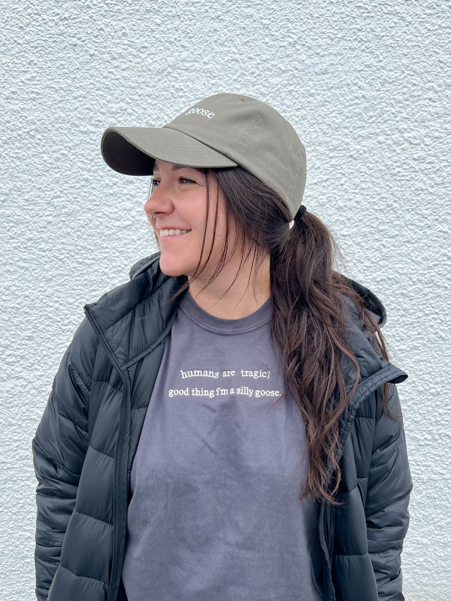 Humans are Tragic, Good Thing I'm a Silly Goose Embroidered TShirt