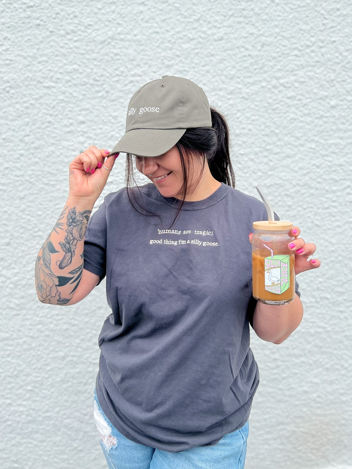 Humans are Tragic, Good Thing I'm a Silly Goose Embroidered TShirt
