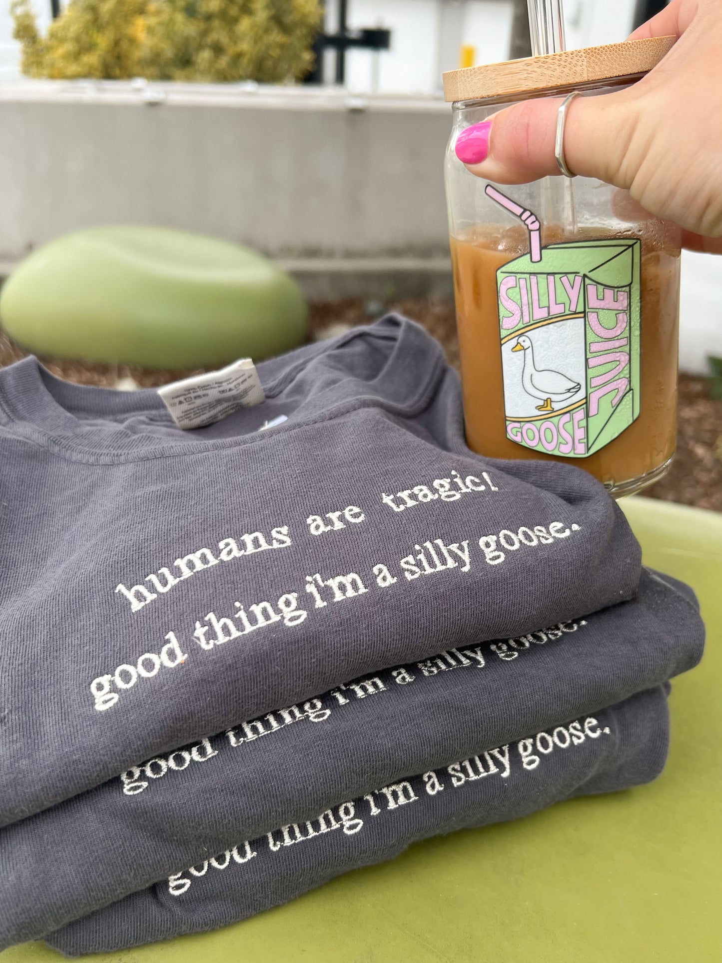 Humans are Tragic, Good Thing I'm a Silly Goose Embroidered TShirt