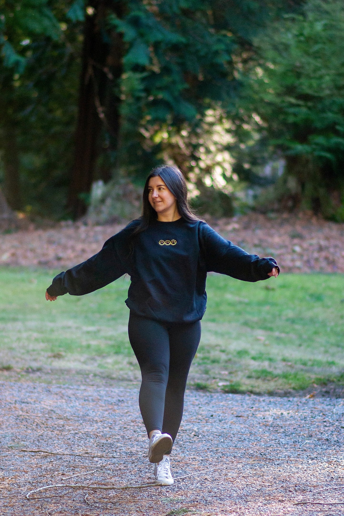 Smile Embroidered Crewneck Sweatshirt
