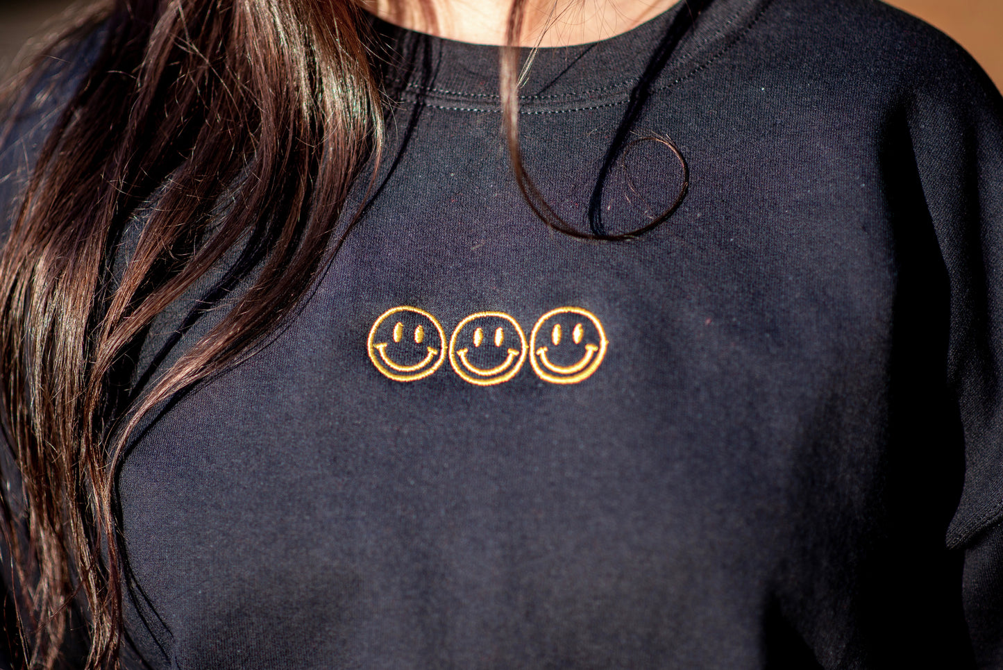 Smile Embroidered Crewneck Sweatshirt
