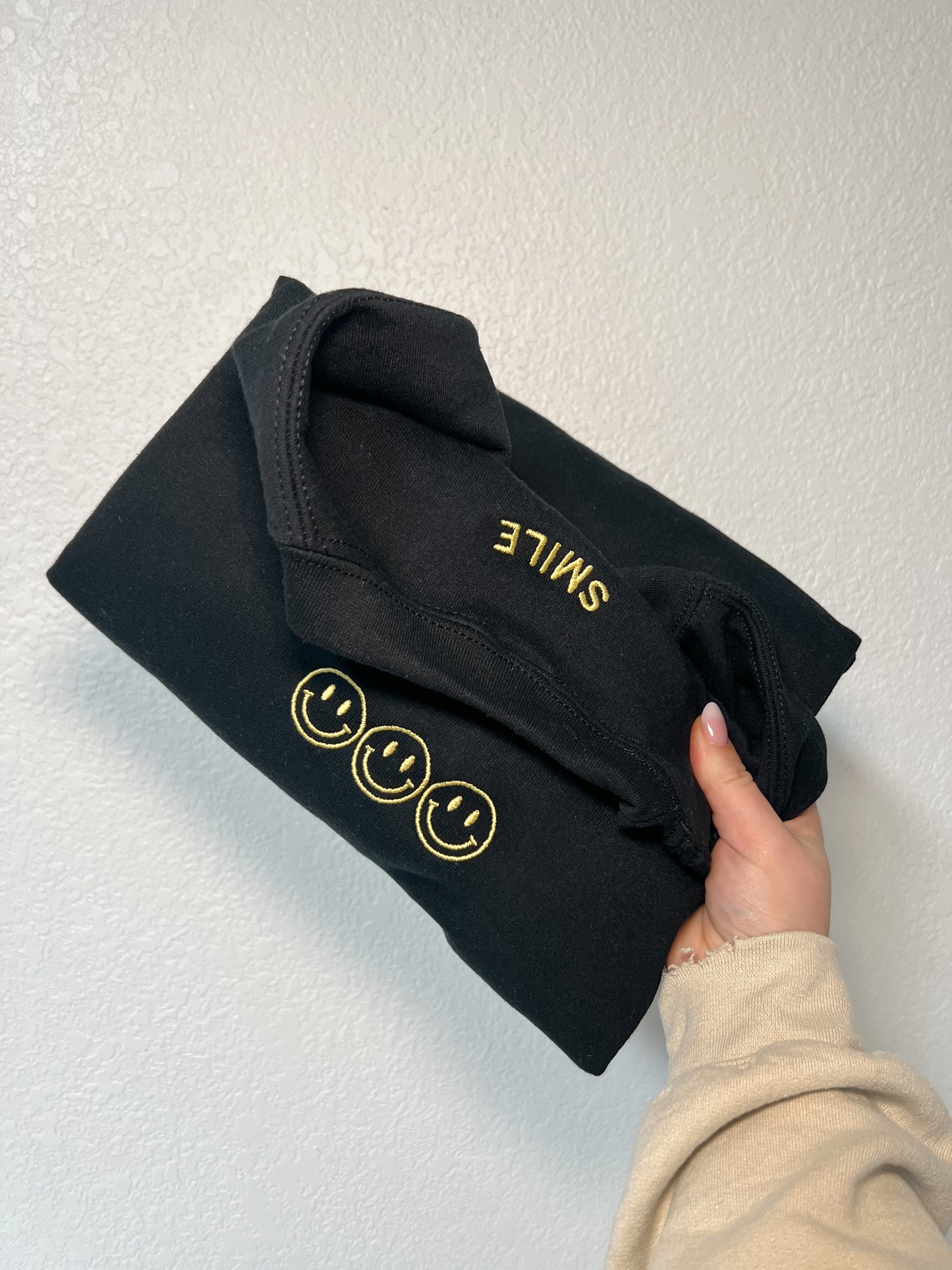 Smile Embroidered Crewneck Sweatshirt