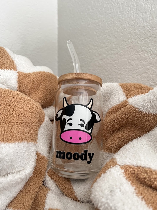Moody Cow Can Glass Cup
