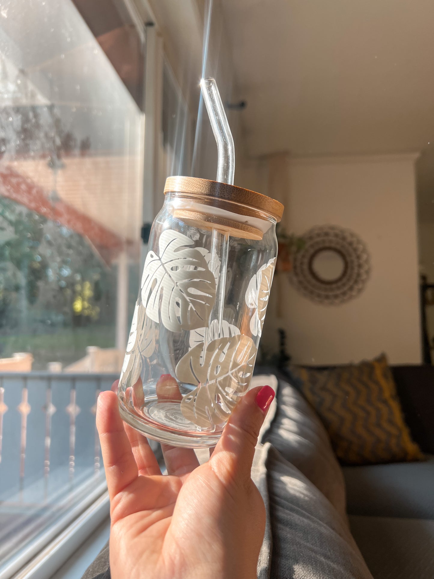 Color Changing Monstera Leaf Can Glass Cup