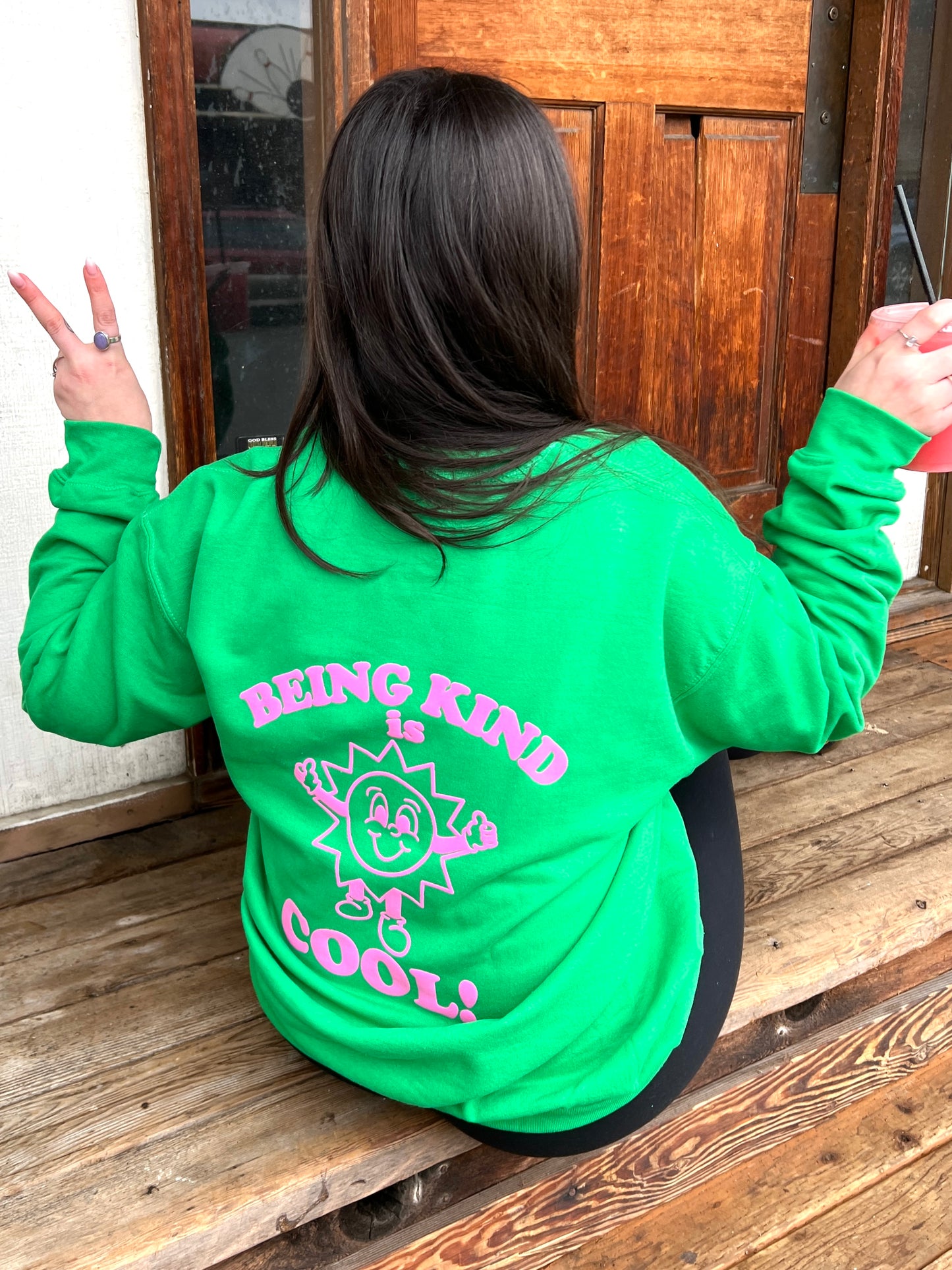 Being Kind is Cool Puff Print Crewneck