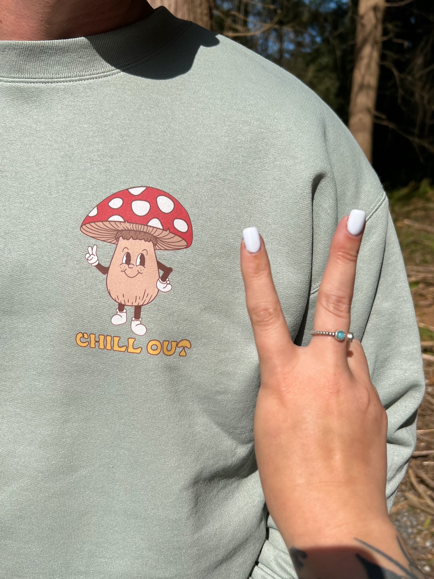 When in Doubt, Just Chill Out Mushroom Crewneck Sweatshirt