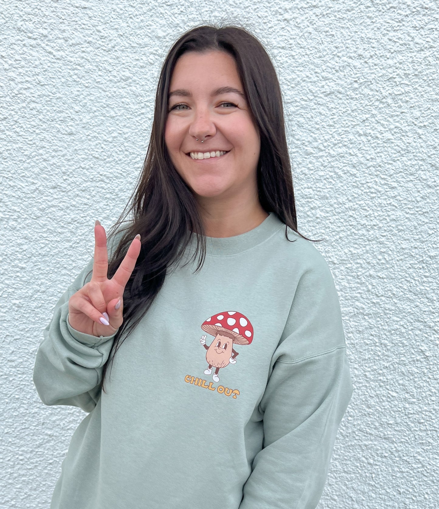 When in Doubt, Just Chill Out Mushroom Crewneck Sweatshirt