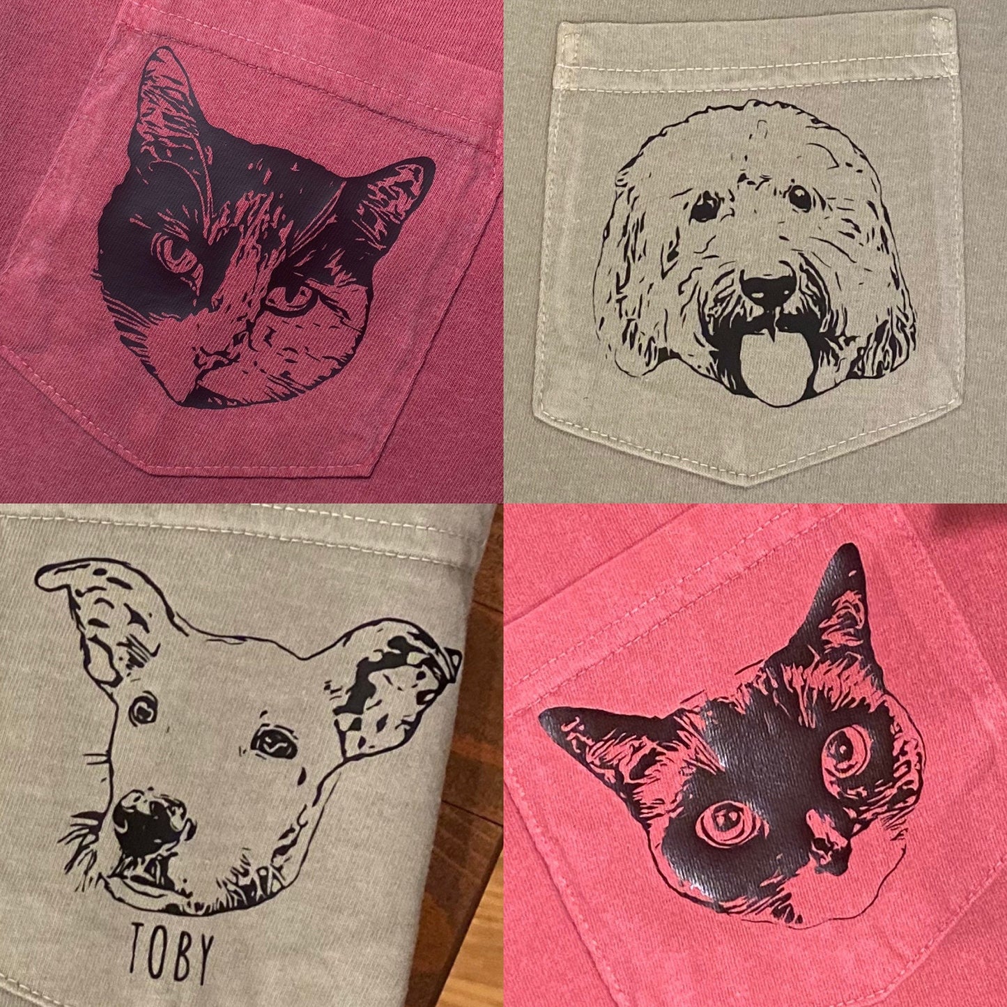 Personalized Pet Portrait Pocket TShirt