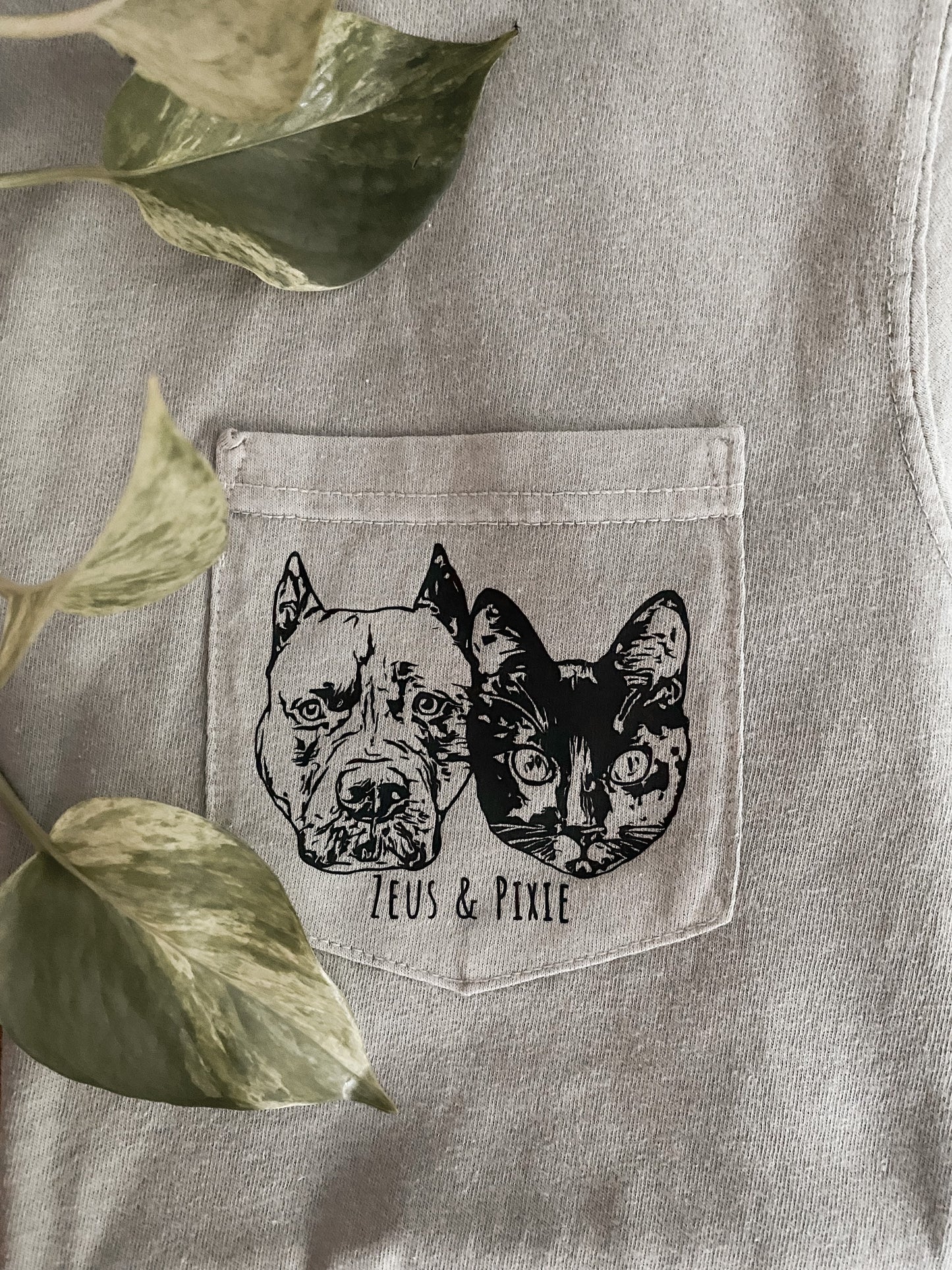 Personalized Pet Portrait Pocket TShirt