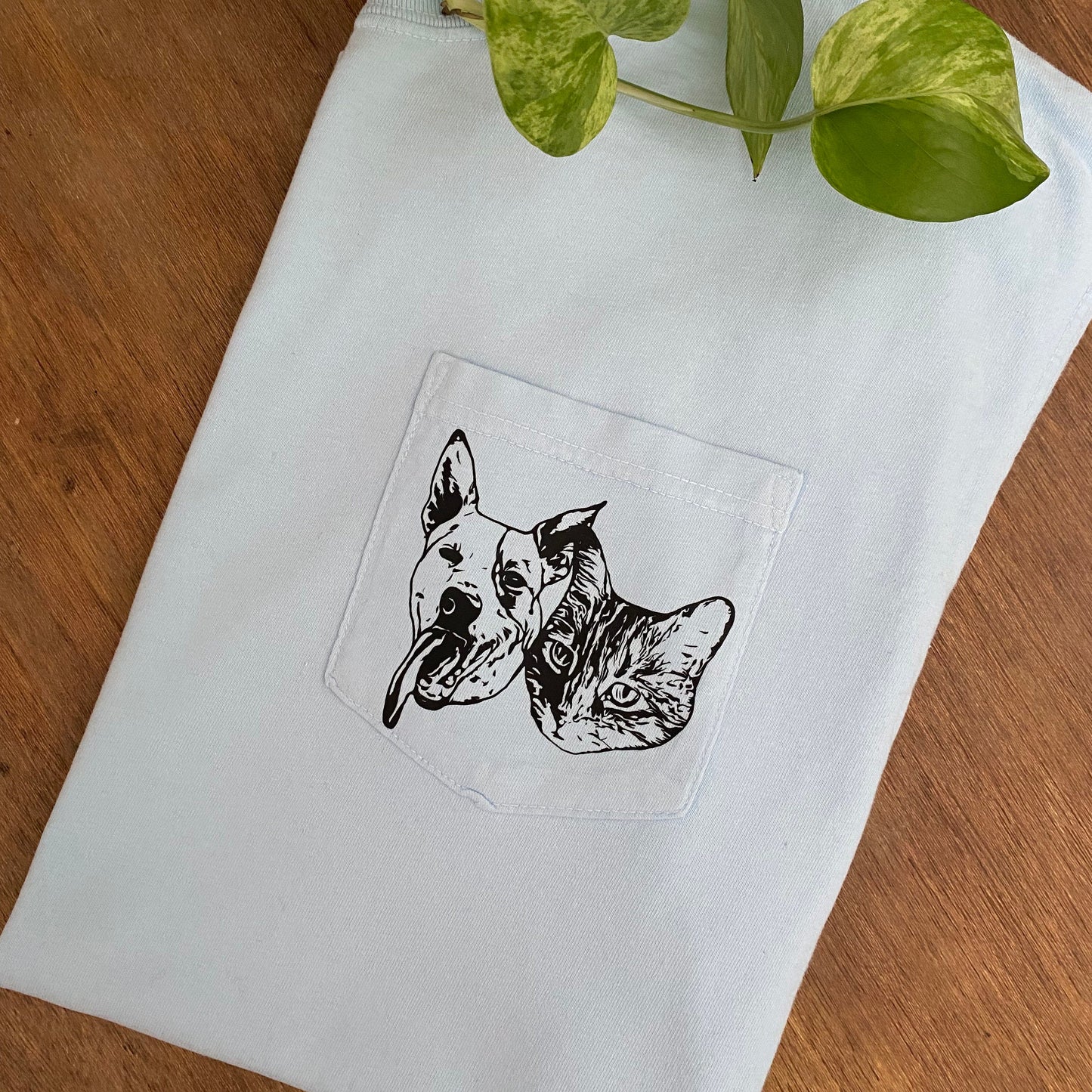 Personalized Pet Portrait Pocket TShirt