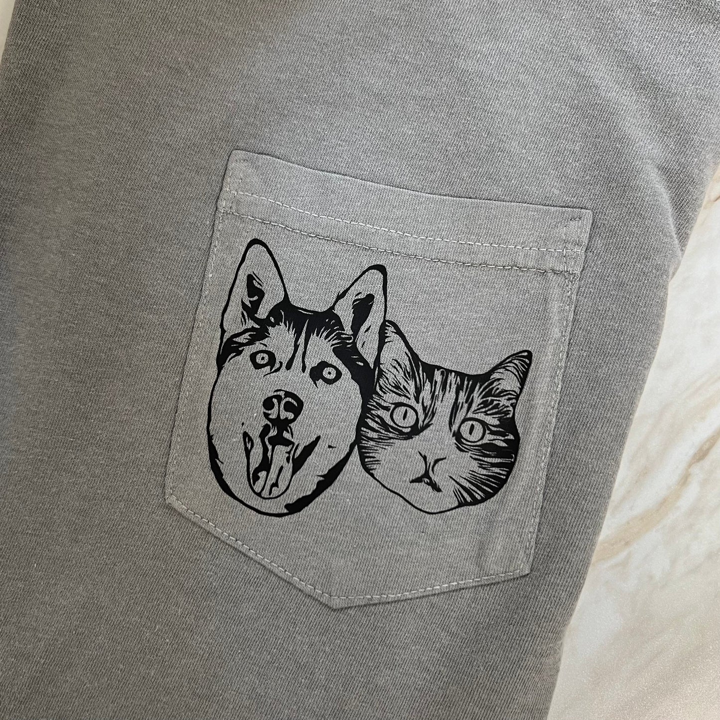 Personalized Pet Portrait Pocket TShirt